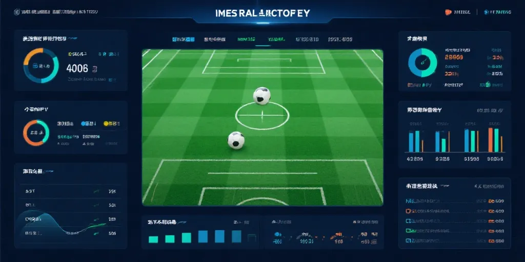 数据面板与足球赛事示意图